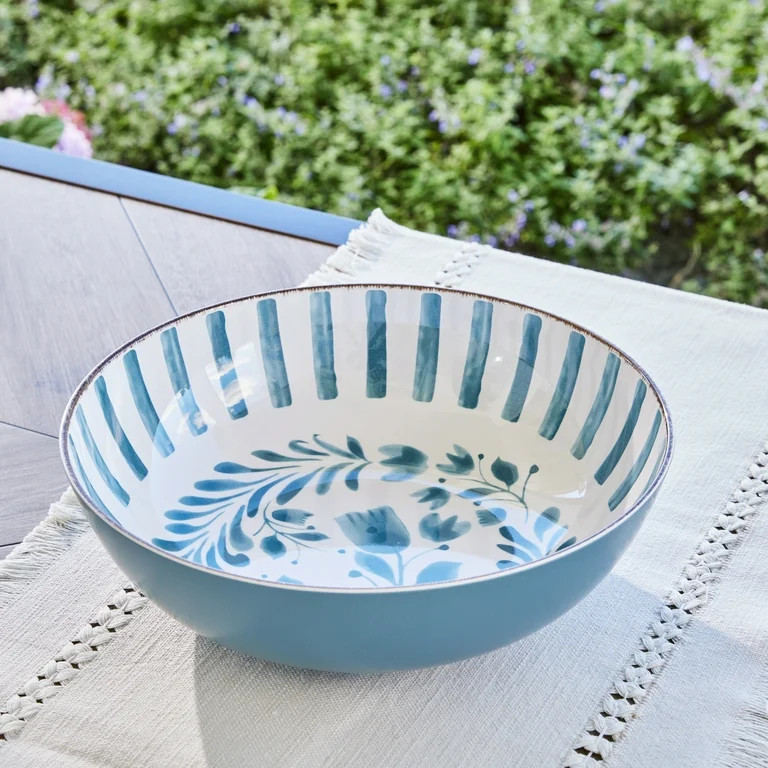 Better Homes & Gardens 12-inch Bamboo Melamine Serve Bowl, Blue - Walmart.com | Walmart (US)
