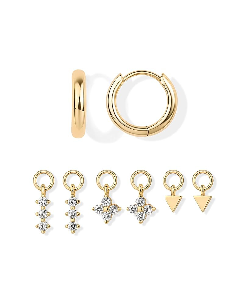 PAVOI 18K Gold Plated Huggie Earrings and Charm Set for Women | Mix and Match Earring Pack with C... | Amazon (US)