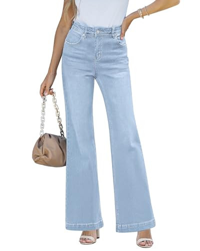 LookbookStore High Waisted Wide Leg Jeans Light Blue Jeans Women Flared for Women Womens Distressed Country Concert Outfit Blue Size X-Small Size 0 2 | Amazon (US)