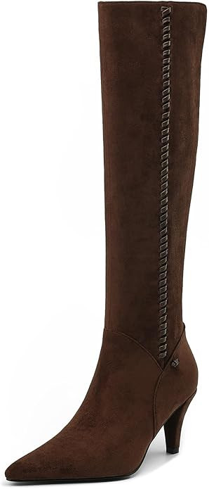 TEAIEUI Knee High Boots Women Kitten Heel Suede Tall Boots for Women Pointed Toe Long Boots with ... | Amazon (US)