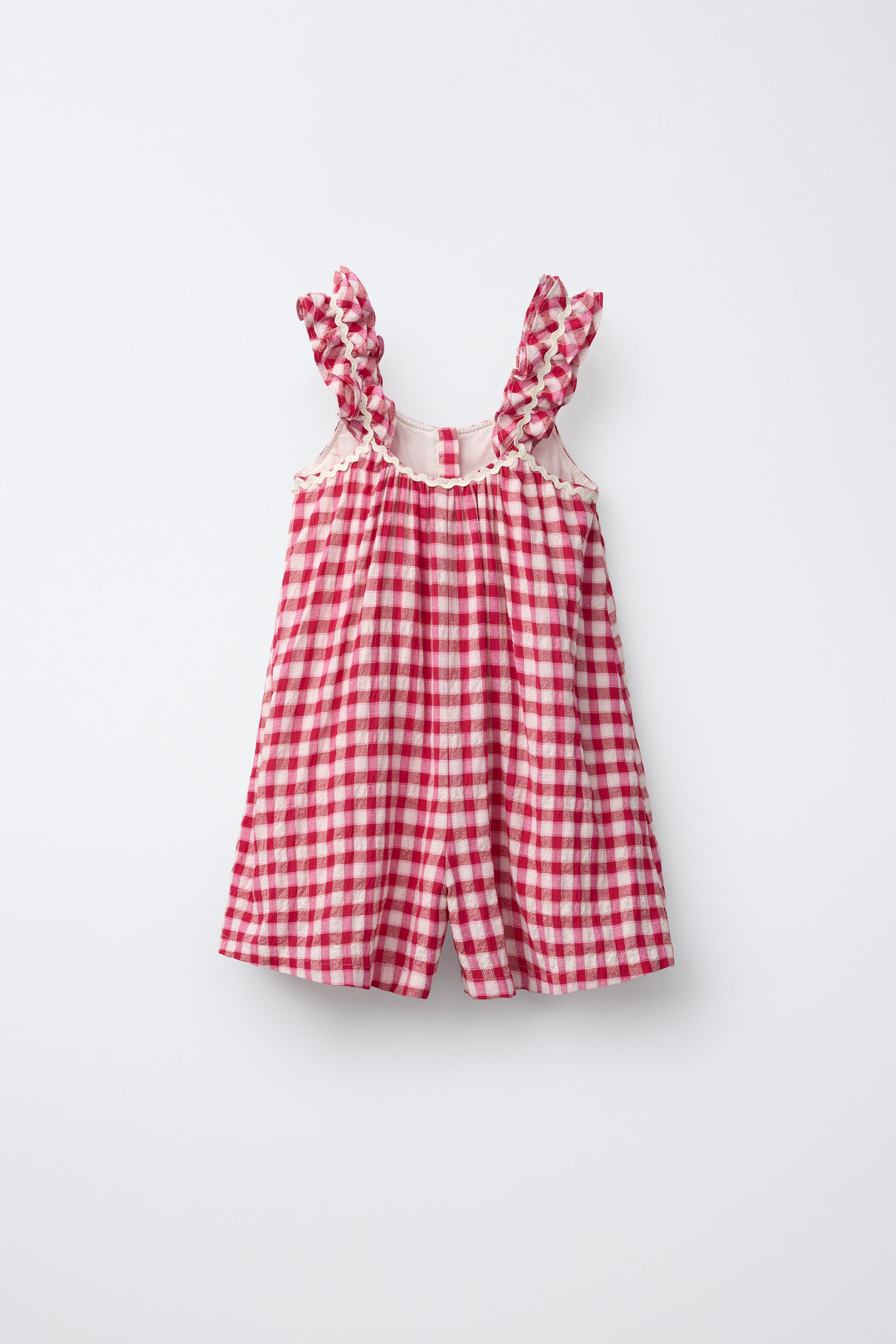 SHORT CHECK JUMPSUIT WITH RICKRACK TRIM | Zara UK