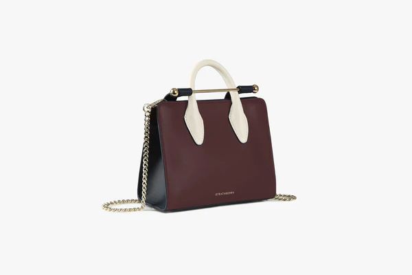 The Strathberry Nano Tote - Burgundy/Navy/Vanilla | Strathberry