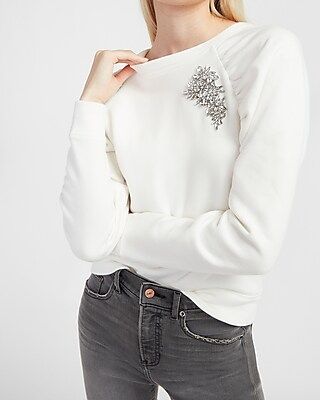 Embellished Shoulder Crew Neck Sweatshirt | Express