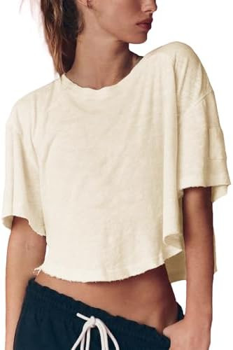 Gnveub Womens Workout Tops Lightweight Short Sleeve Workout Shirts Cropped Yoga Pilates Gym T Shi... | Amazon (US)