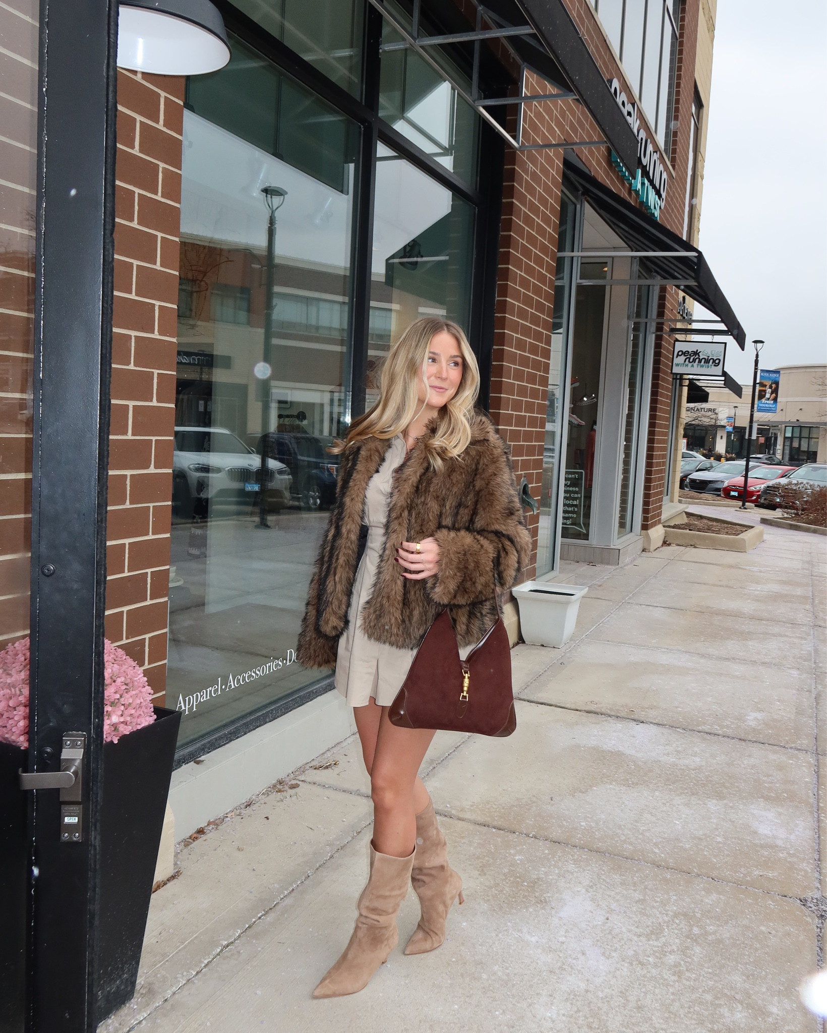 Classy and trendy outfit inspo🫶🏼🥂 Loved this look that I wore to brunch for my birthday! Linked my fur jacket, dress, suede boots, and purse. Will be rewearing these pieces over and over again!!

#LTKStyleTip #LTKSeasonal #LTKFindsUnder100