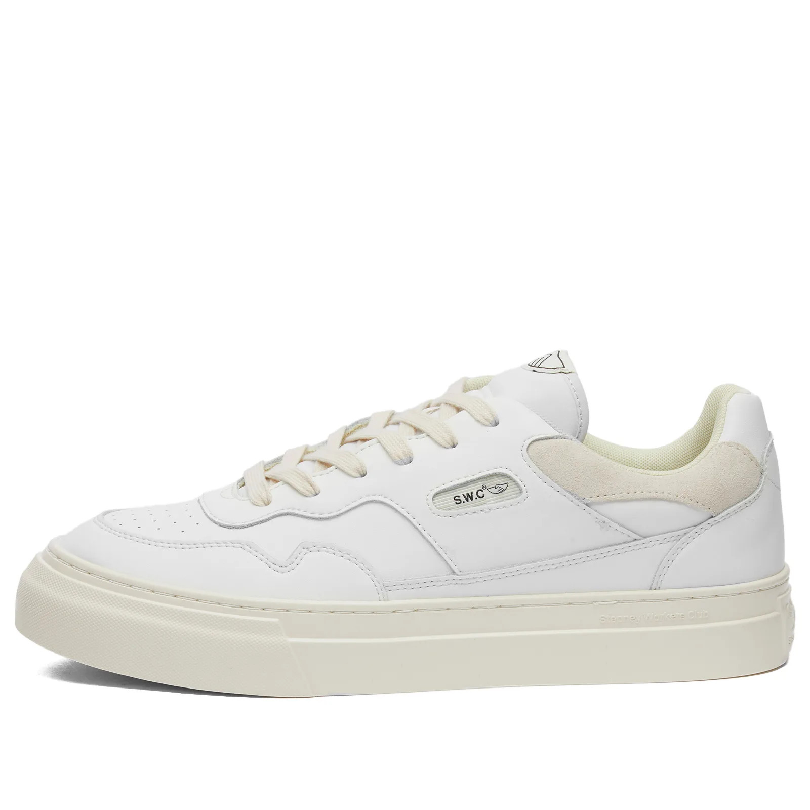 Stepney Workers Club Men's Pearl S-Stike Leather Sneaker in White/Putty, Size UK 10 | END. Clothing