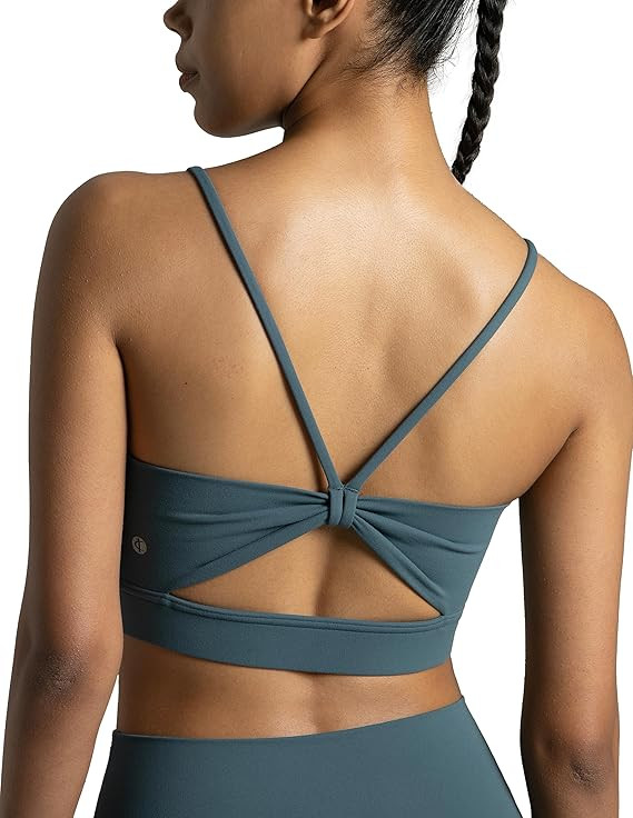 Colorfulkoala Women's Dreamlux Bowknot Strappy Sports Bras Light Impact Workout Yoga Tops | Amazon (US)