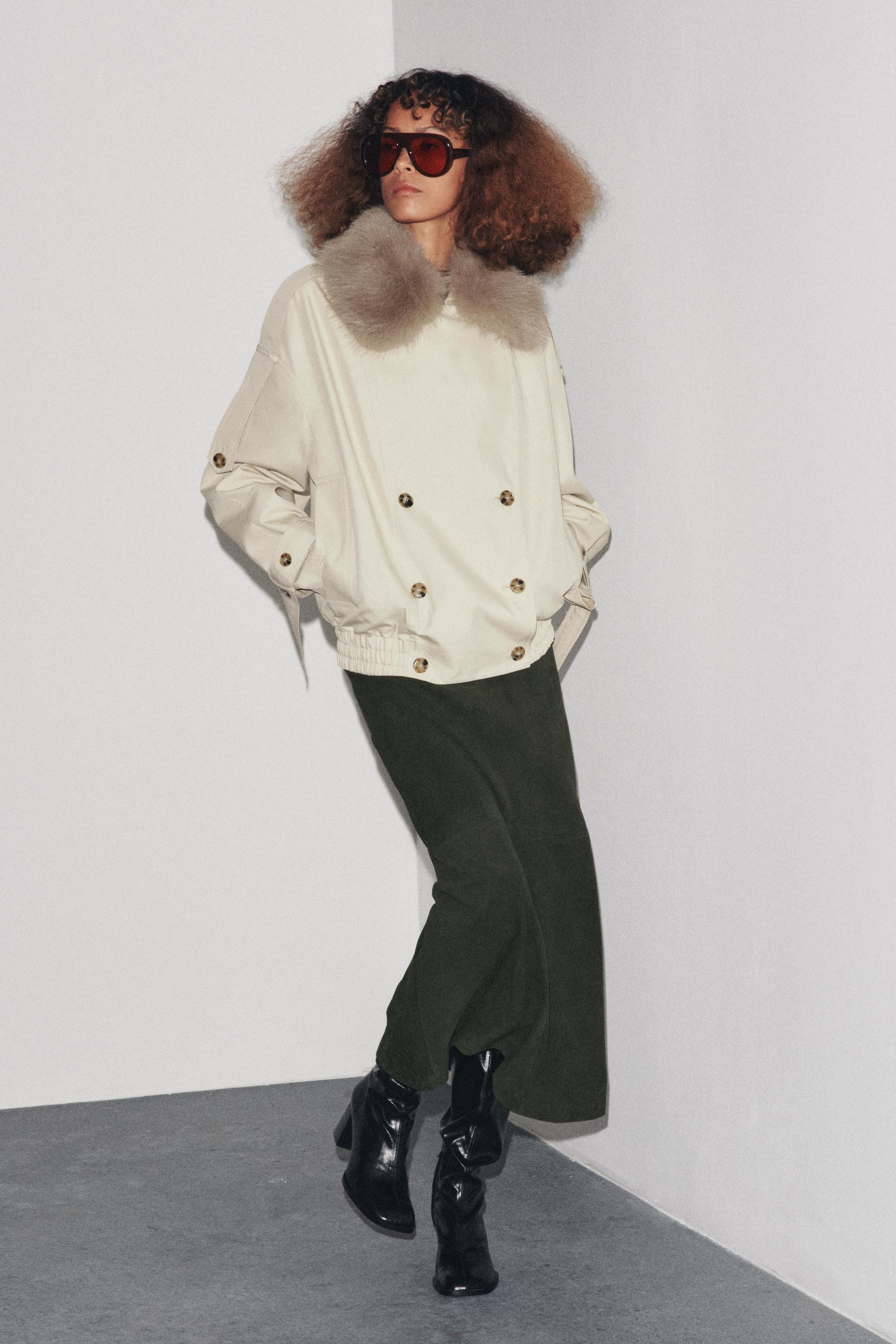 ZW COLLECTION FAUX FUR COLLAR JACKET | Zara UK