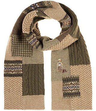 Polo Ralph Lauren Charles Bear Patchwork Scarf - Brown Multi | Dillard's