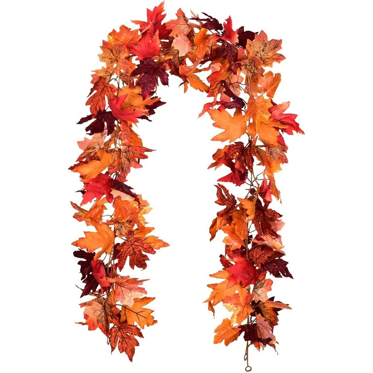 Coolmade Décor Holiday Artificial Autumn Foliage Fall Maple Leaf Hanging Vine Garlands, 2.5" (Or... | Walmart (US)