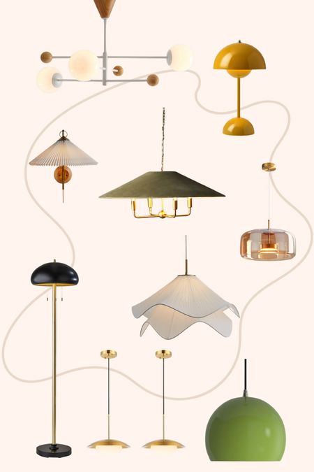 Mid-century modern style lighting for all rooms of the house - ceiling pendant lights, chandeliers, wall scones table lamps 

#mcm #home #decor #interior 

#LTKhome #LTKfamily #LTKSeasonal