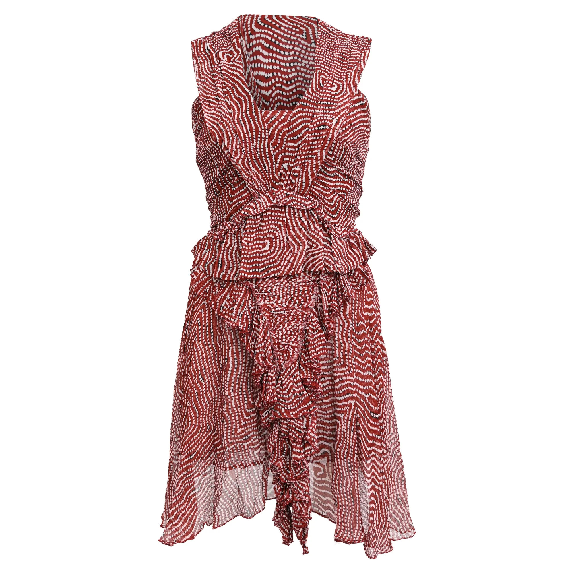 Isabel Marant Macy Printed Mini Dress in Red Silk | Shop Simon