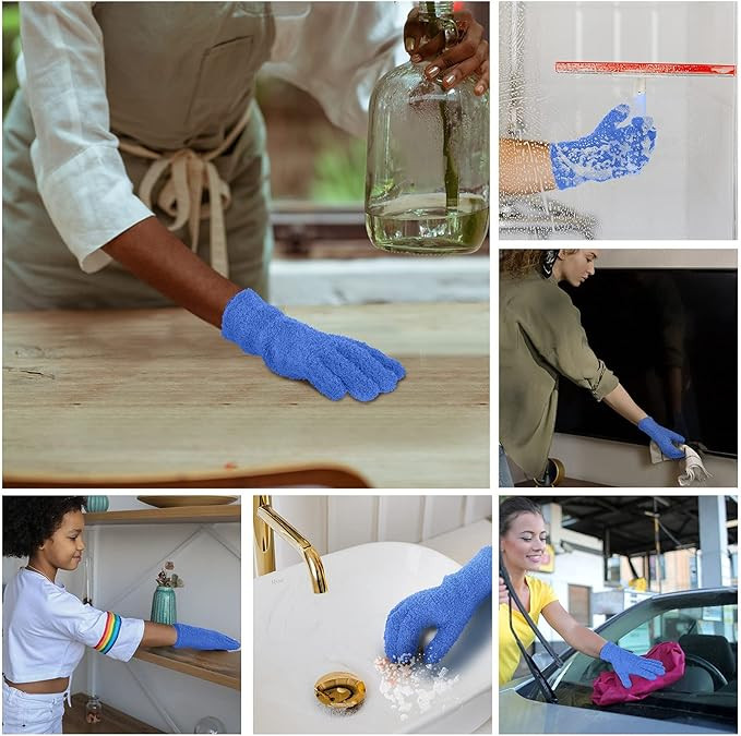 Patelai 2 Pairs Microfiber Gloves for Plants Dusting Cleaning Gloves Mittens House Cars Blinds Du... | Amazon (US)