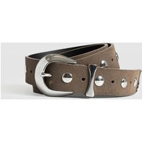 Women's Roxie Studded Belt, Taupe, Leather, Size S, Saint + Sofia | Saint + Sofia UK