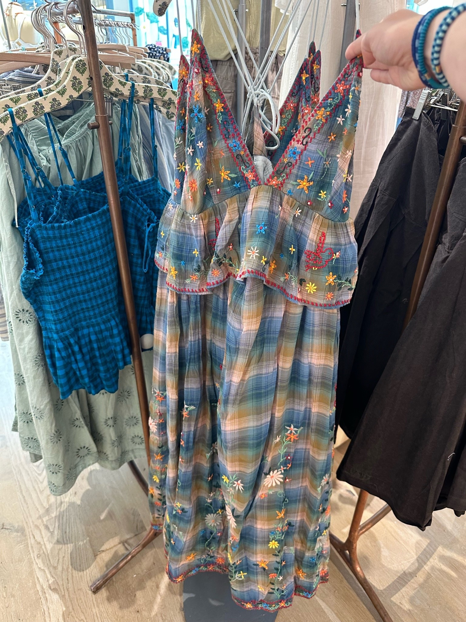 This plaid maxi dress with floral embroidery from free people is gorgeous! Ranges from sizes XS-XL & is priced at $398! It is 100% cotton!

#LTKMidsize #LTKPetite