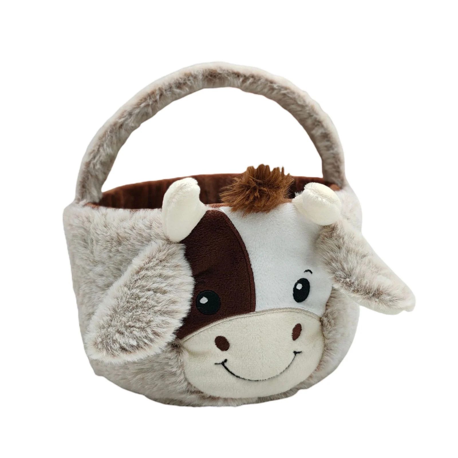 Easter Basket Cute Cow Plush Toys Colorful Egg Candy Buckets Tote Bag Handbag for Kids Spring Gif... | Walmart (US)