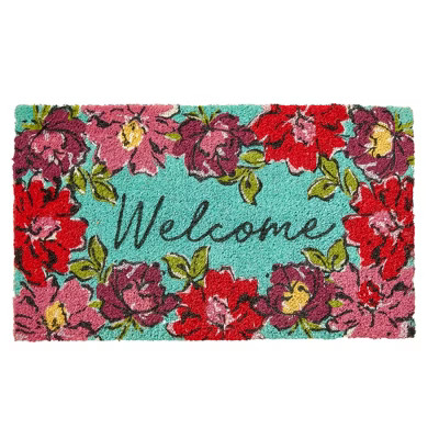 Tag In Bloom Welcome Coir Door Mat 30x17 Everyday Multi Color Shake Clean New Rugs May Shed Initially | Target