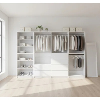 White Freestanding Walk In Wood Closet System | Wayfair North America