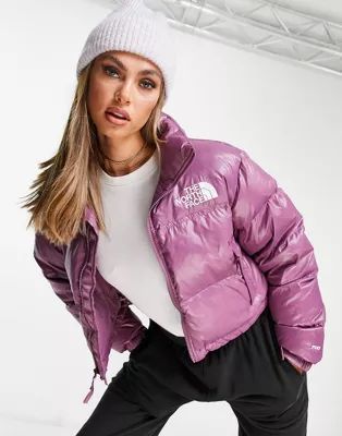 The North Face Nuptse cropped jacket in purple | ASOS (Global)