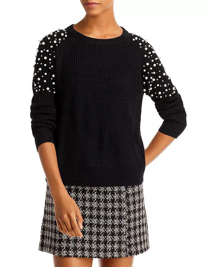 Imitation Pearl Shoulder Crewneck Sweater - 100% Exclusive | Bloomingdale's (US)