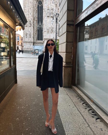Minimal spring black blazer and skirt outfit inspiration 🖤

Use my code “NOEMI30” for 30€ off on purchases over 400€ and 60€ off on 600€ or more on your Farfetch order. For new customers only! Valid until 17-06-2023.

The Frankie Shop, Farfetch, Paris Texas mules, Prada bag, YSL sunglasses, Mango, white shirt, capsule wardrobe, wardrobe essentials, Italy. 

#LTKfit #LTKSeasonal #LTKeurope