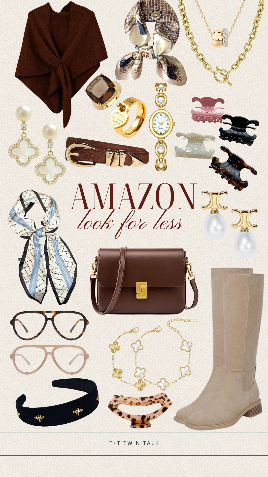 Amazon look for less! We are loving these accessories we found on Amazon like satin patterned scarves, stylish rings, and lucky clover jewelry. The best part is all of these items are under $100. 

#LTKMidsize #LTKSeasonal #LTKOver40