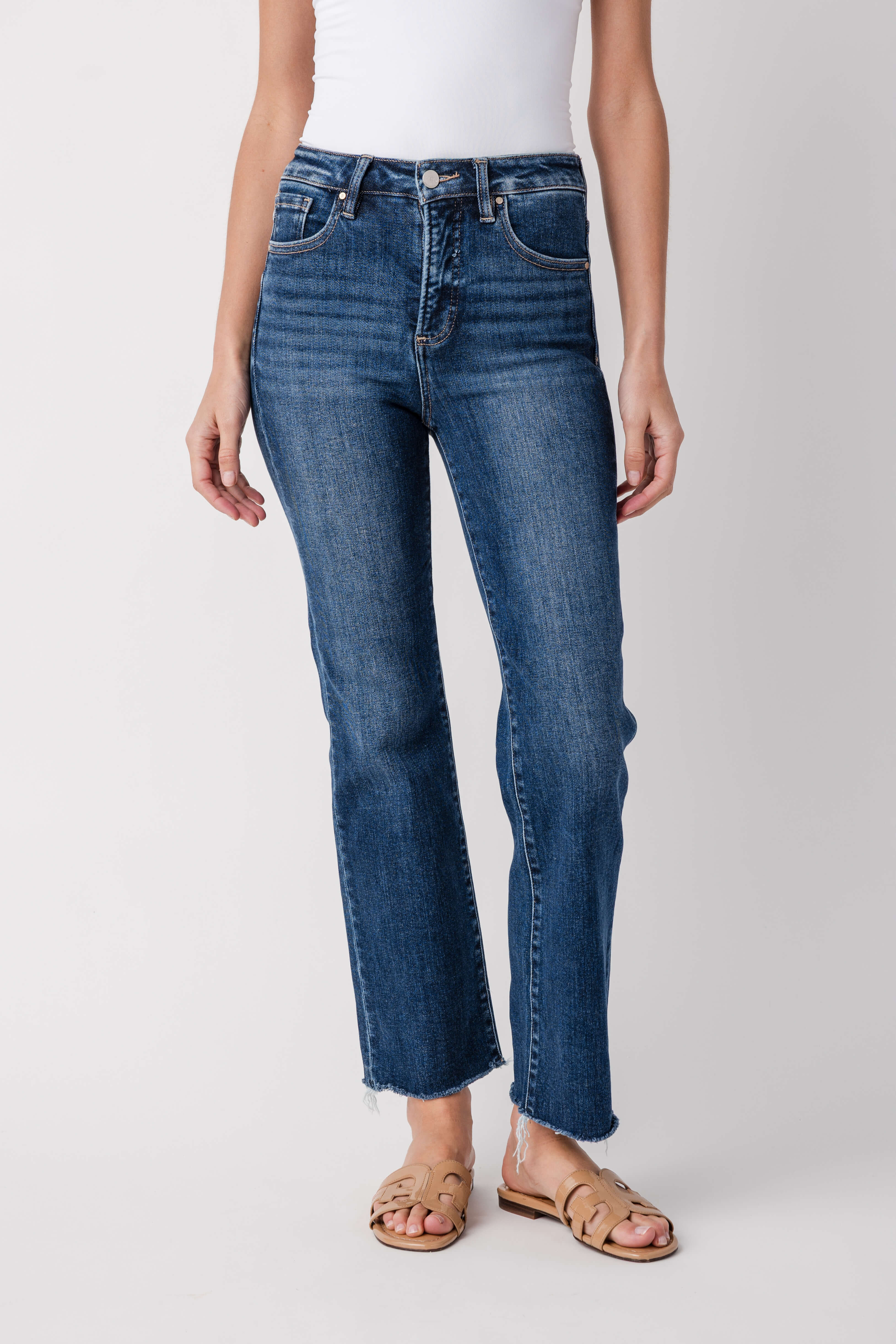 Risen Riley High Rise Crop Straight Jeans | Social Threads