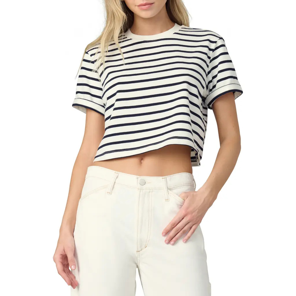 Joe's The Boxy Crop T-Shirt in Milk/Navy Stripe at Nordstrom, Size Medium | Nordstrom