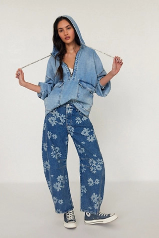 We The Free Good Luck Printed Barrel Jeans | Free People (Global - UK&FR Excluded)