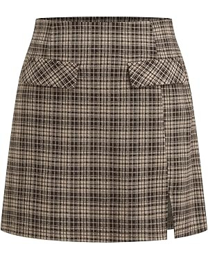 Cider Mini Skirt High Waist Zip Up Split Bodycon Fitted Party A Line Skirt | Amazon (US)