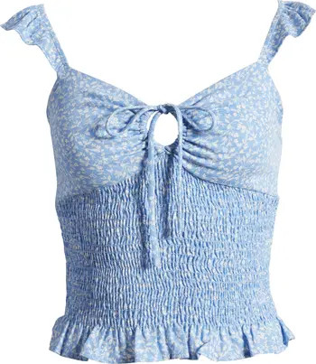 All in Favor Tie Front Smocked Tank | Nordstrom | Nordstrom