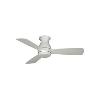 Hugh 44 in. Integrated LED Indoor/Outdoor Matte White Ceiling Fan with Light Kit and Remote Contr... | The Home Depot