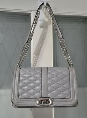 Rebecca Minkoff LOVE Crossbody Bag Soft Grey Quilted Leather | eBay AU