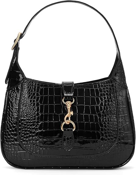 Shoulder Bag for Women Red Purse PU Leather Shoulder Purse Trendy Burgundy Handbag Small Crocodil... | Amazon (US)