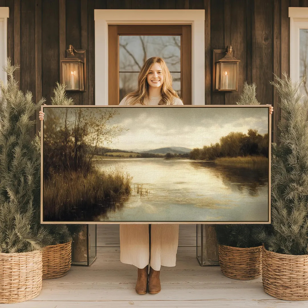 Large Landscape Wall Art Horizontal Canvas Print: Nature Inspired Rustic River Scene Artwork Calm... | Etsy (US)