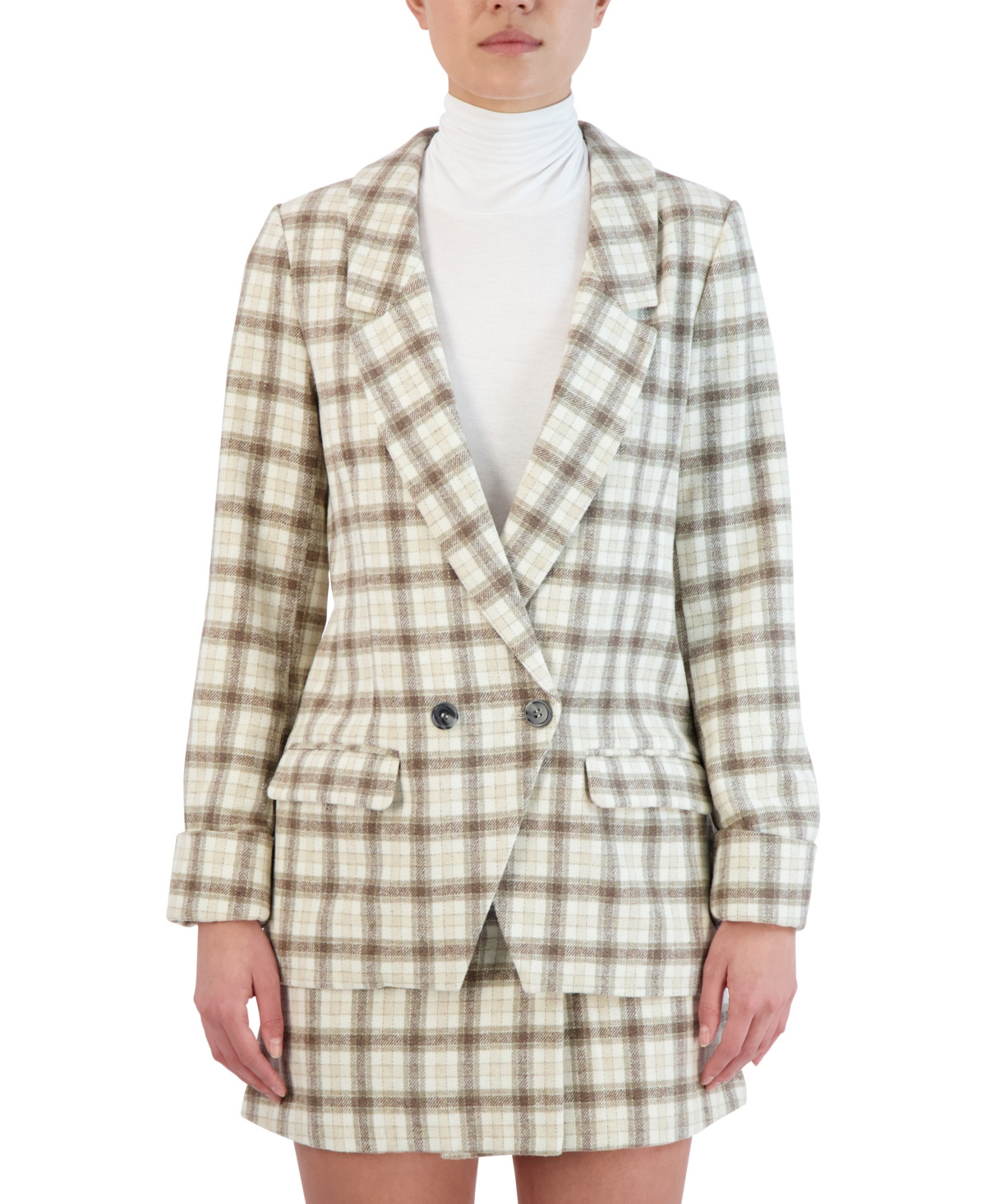 BCBGeneration Women's Double-Breasted Plaid Blazer | Macys (US)