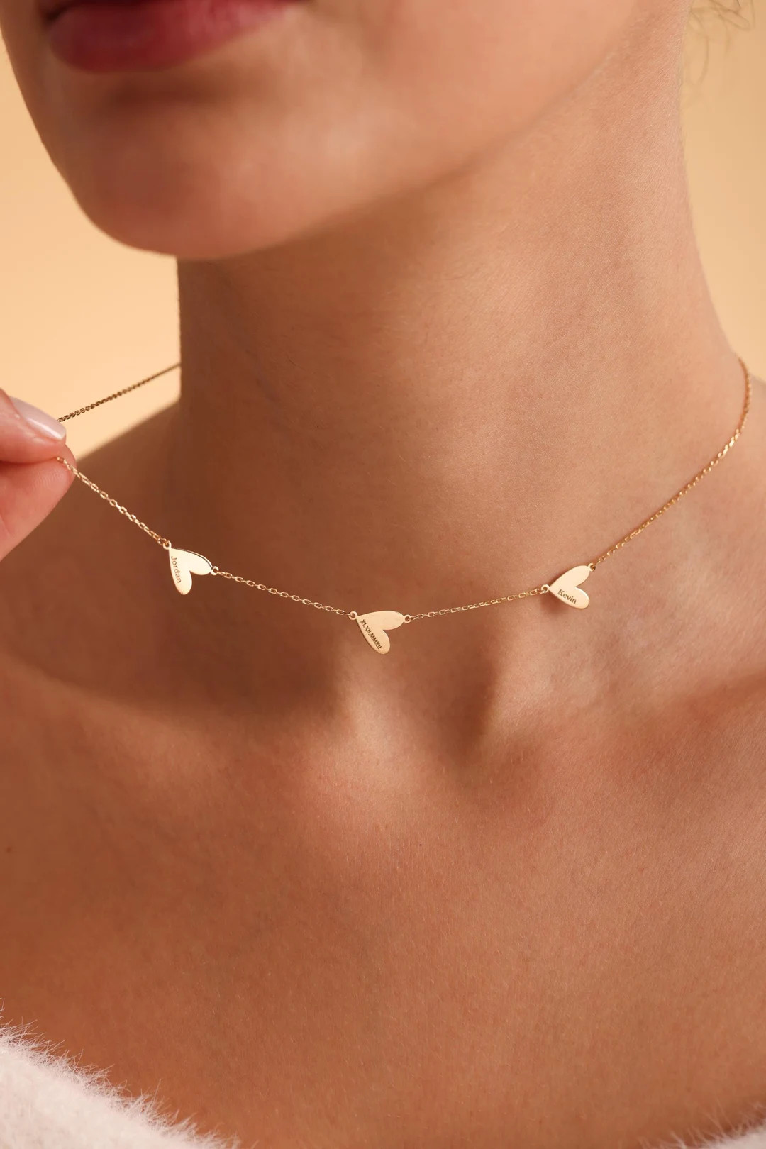 14K Gold Personalized Heart Name Necklace: Engraved Family Pendant | Etsy (US)