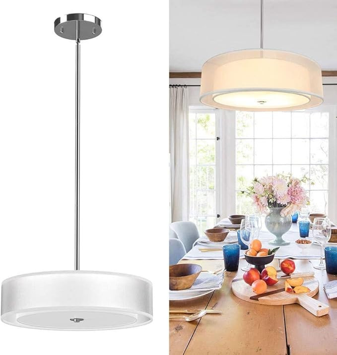 DLLT 3-Light Drum Pendant Light, Semi Flush Mount Ceiling Light，Modern Ceiling Hanging Chandeli... | Amazon (CA)