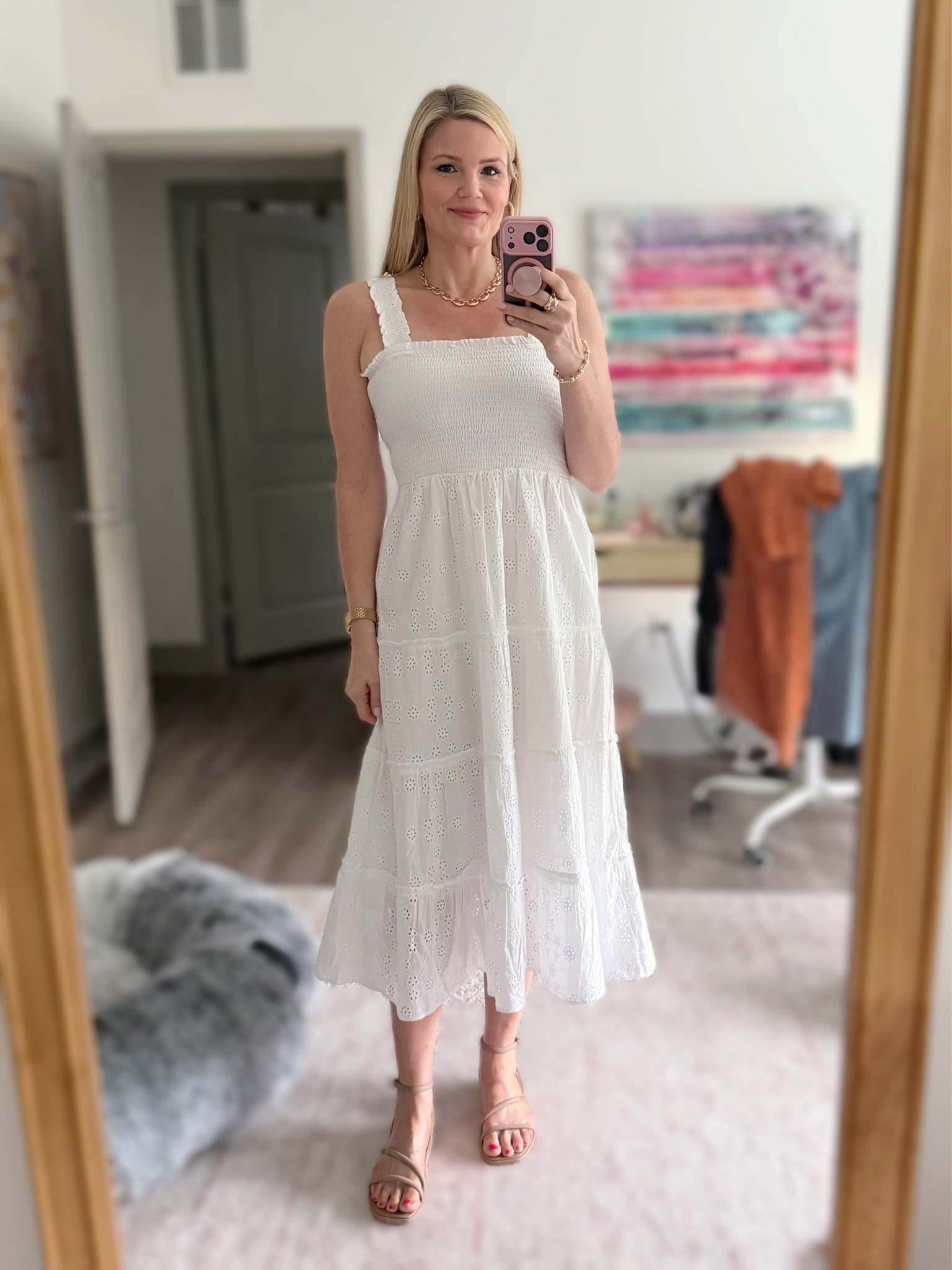 What I wore to a Drag Brunch this weekend! White eyelet sleeveless dress from Quince- wearing the size small. Sized down a full size in the Crocs Miami ankle-strap sandals.

#LTKootd #LTKSeasonal #LTKOver40