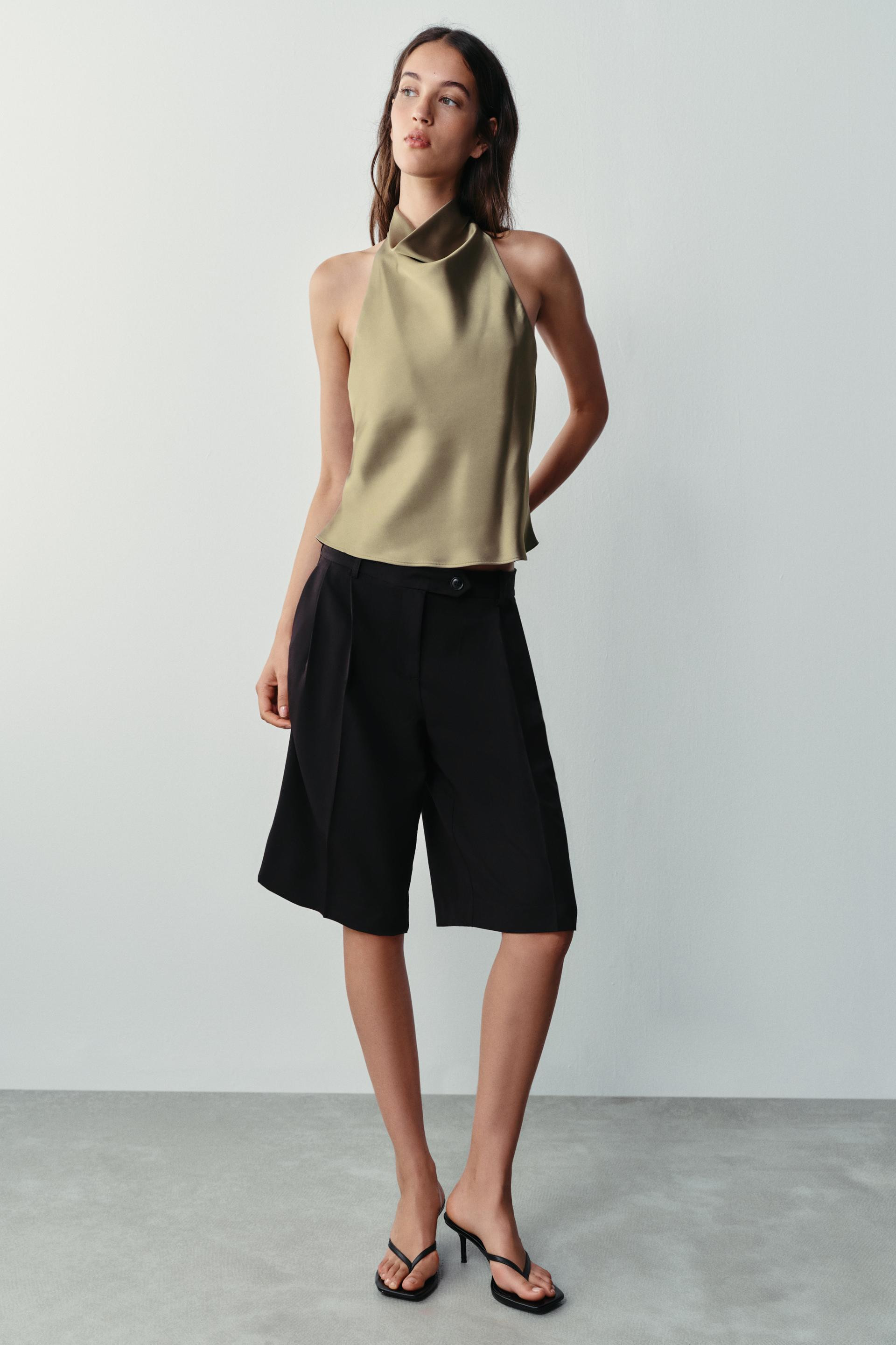 Zara - Satin Effect Halter Top - Brown - Xl - Woman | Zara US