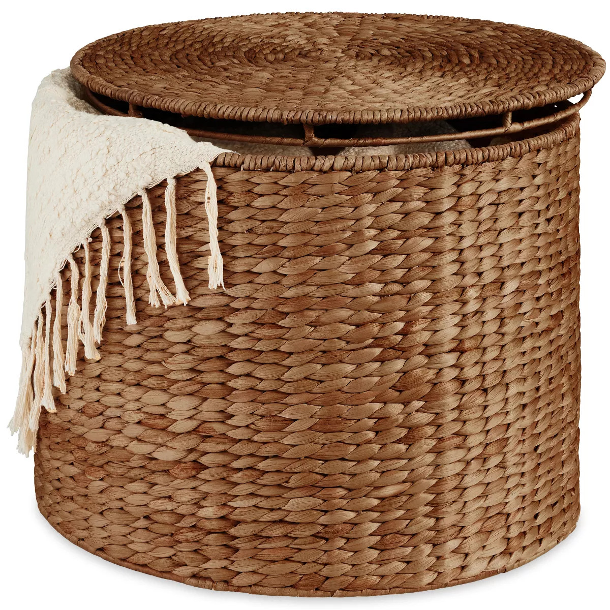 Best Choice Products Large Round Storage Ottoman W/ Lid, Handwoven Water Hyacinth Footstool - Che... | Target