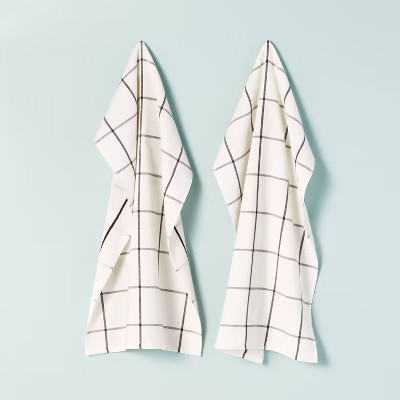 2ct Grid Lines Terry Kitchen Towel Set Cream/Gray - Hearth & Hand™ with Magnolia | Target