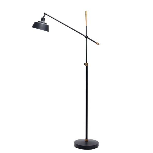 Black 64-inch Standard Iron Swing Arm Floor Lamp | Rugs USA