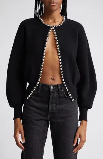 Alexander Wang Ball Chain Detail Wool Blend Cardigan | Nordstrom | Nordstrom