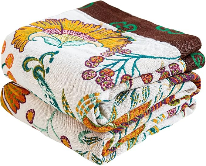 MSGKV Summer Throw Blanket 60"x80" 100% Cotton Woven Muslin for Couch & Bed | Amazon (US)