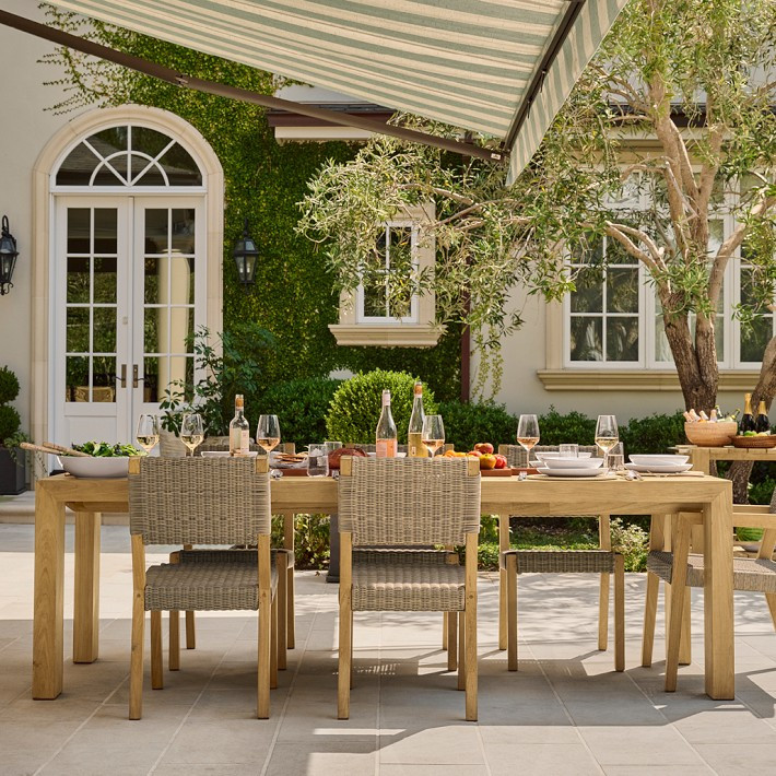 Larnaca Teak Extendable Dining Table (72"-118") & All-Weather Weave Chair Set | Williams-Sonoma