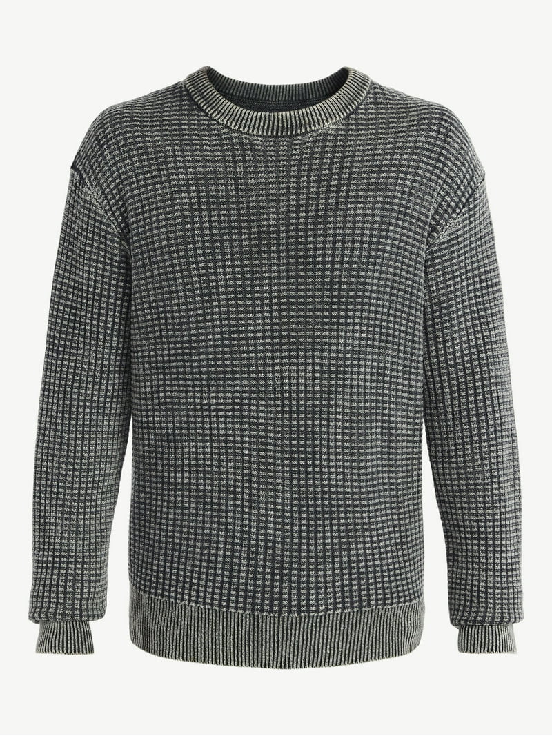 No Boundaries Men's & Big Men's Thermal Stitch Crewneck Sweater, Midweight, Sizes XS-3XL | Walmart (US)