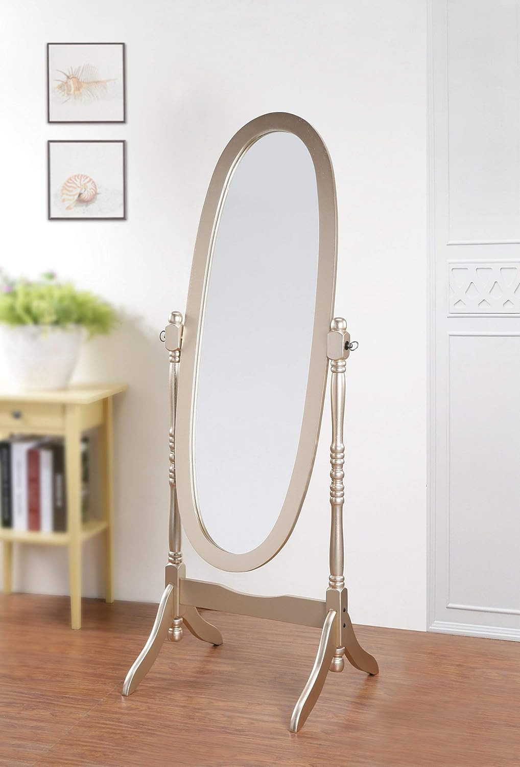 Roundhill Furniture Queen Anna Style Floor Cheval Mirror, Gold | Amazon (US)
