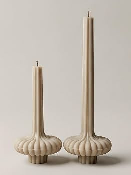 LAWA Set of 2 Pumpkin Base Candle - Beautiful Handmade Pillar Unscented Soy Wax Elegant Aesthetic... | Amazon (US)