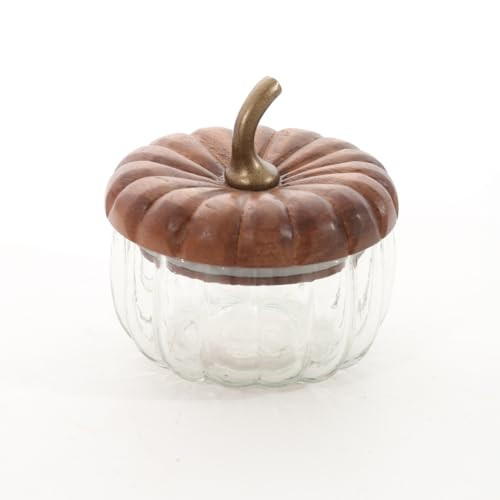 Godinger Pumpkin Storage Jar, Storage Container, Halloween Jar, with Acacia Wood Lid Fall Decor for Kitchen and Dining, Perfect for Storing Candies, Nuts, and Spices, Small | Amazon (US)